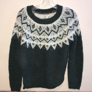 Green and White Sweater